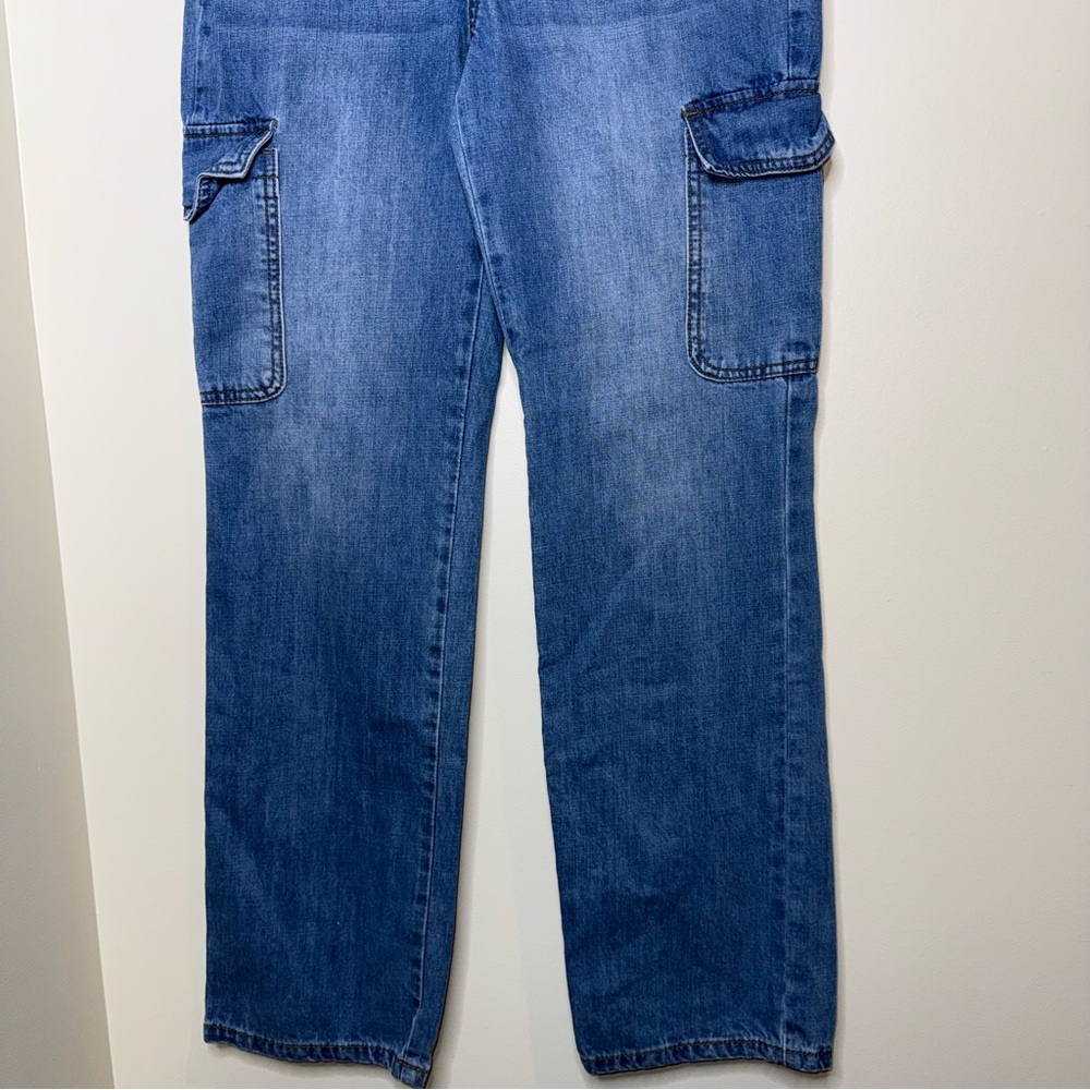 🖤Fashion Nova Blue Wide Leg Cargo Jeans - Picture 4 of 8